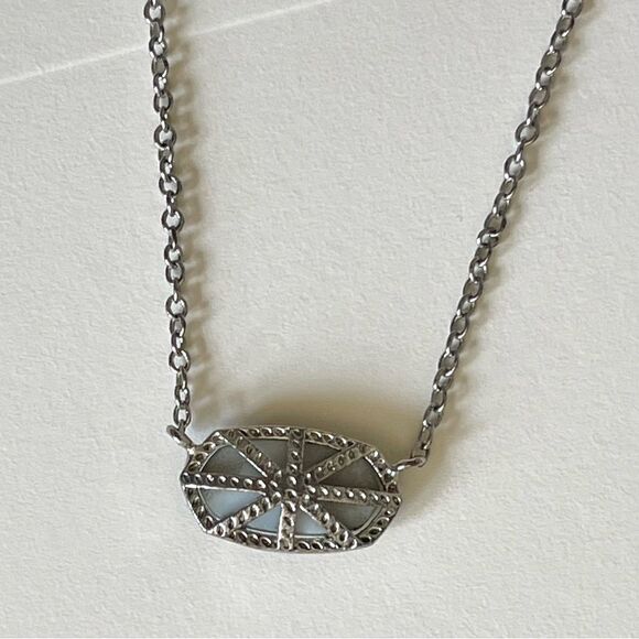 Kendra Scott Elisa Platinum Drusy Pendant Silver Necklace - Picture 11 of 14